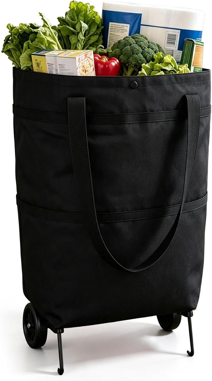 Rolling Shopping Bag - Heavy Duty Tote, Portable Cart | Heavy Duty Rolling Tote - Compact Shopping Cart Bag, Portable Carrier for Market Travel Laundry Camping Pet Storage