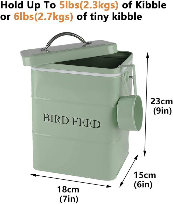 Geyecete Bird Feeder,Bird Food Jar Pet Food Storage Airtight Food Storage Container-Green