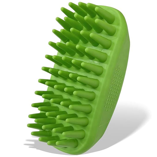 Pet Rubber Bath Brush for Dogs & Cats, Soft TPR Bath Curry Brush with Massage Design for Long and Short Hair Pets