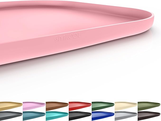 Smilool Silicone Pet Food Mat with Raised Edge for Food and Water Bowl, Dog Feeding Mats, Cat Food Trays for Floor Waterproof, Rubber Tray for Dogs and Cats, 24 x 16 x 0.8 Sakura Pink