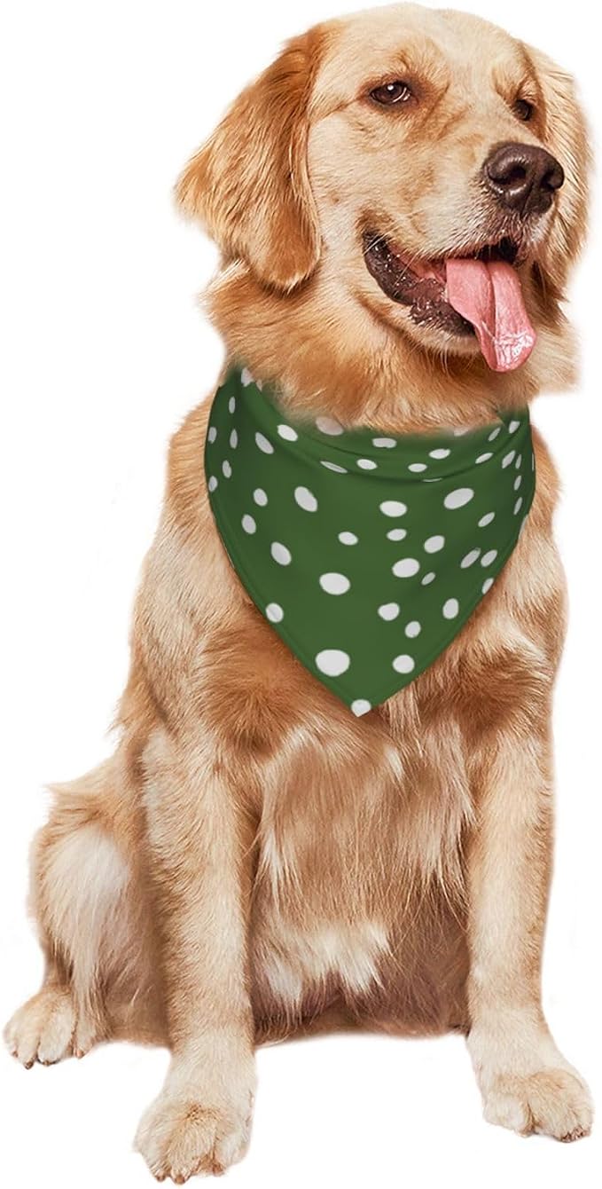Sage Green Dog Bandana,Adjustable Triangle Bibs Dogs Scarf,Puppy Neckerchief Dog Cat Bib for Spring Summer (Green Polka Dots)