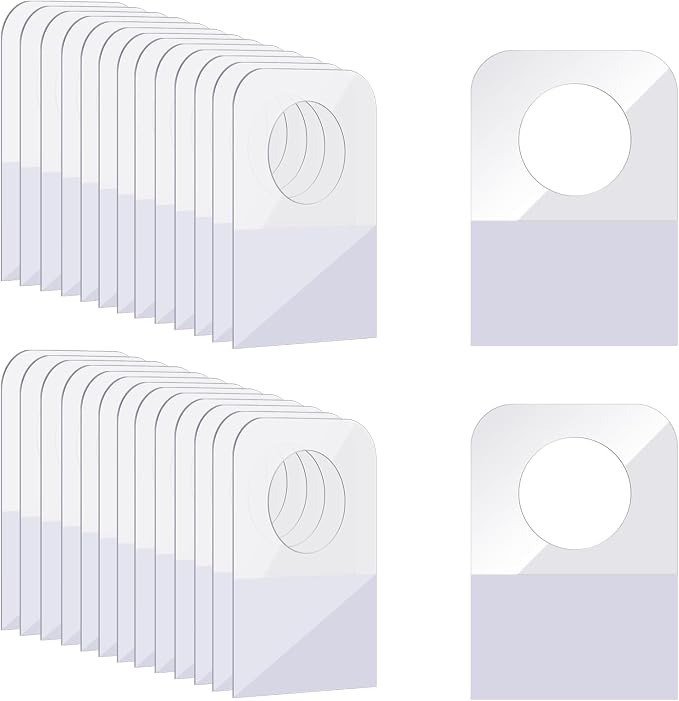500 Pcs Hang Tags 1.3×0.9 Inch Hang Tabs Round Hole Hanging Tabs Retail Self Adhesive Hang Tags Clear Plastic Hanging Stickers Compatible for Yoto Cards Handicrafts Jewelry Display (1-1/4 x 7/8 Inch) | Clear Plastic Hanging Stickers for Store Retail Ha...