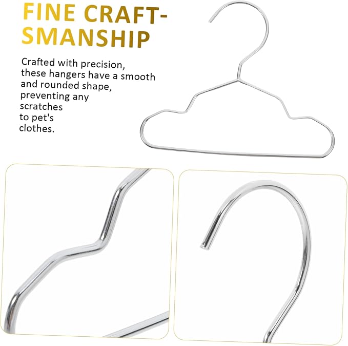 Cabilock 10pcs Small Pet Coat Hanger Steel Dog Clothing Hanger Closet Pet Cat Clothing Rack Steel for Storage