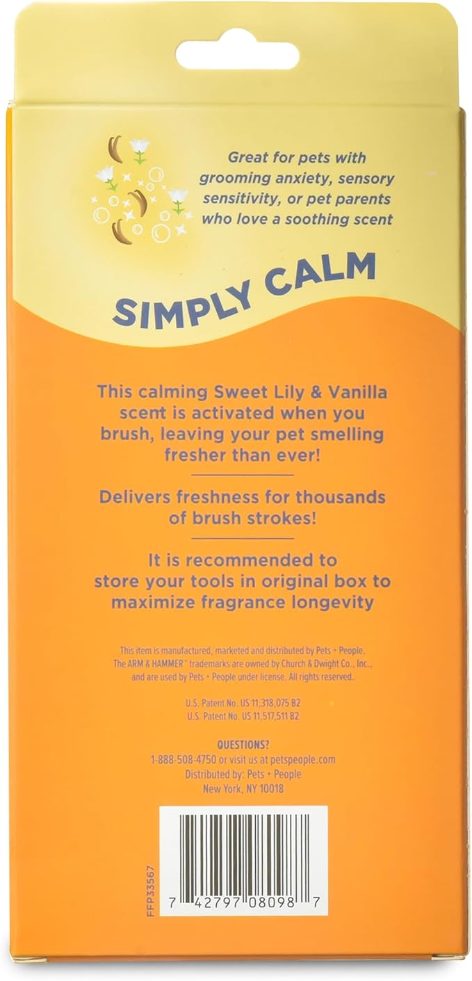 Arm & Hammer Deodorizing Slicker Brush for Dogs, Fragrance Transfer Technology with Baking Soda, Self-Cleaning Button, Removes Loose Fur & Tangles, Dog Grooming Brush, Sweet Lily & Vanilla