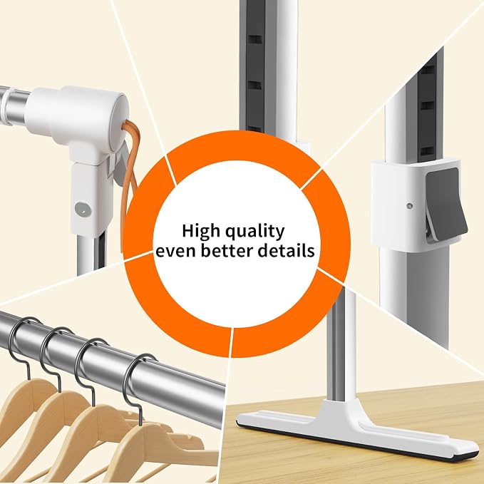 Foldable Adjustable Closet Rod20.86-35.43in Width | Aluminum Clothes Hanging Rod,Portable Drying Rack for Closet Storage RV Laundry Small Space,Tool-free installation