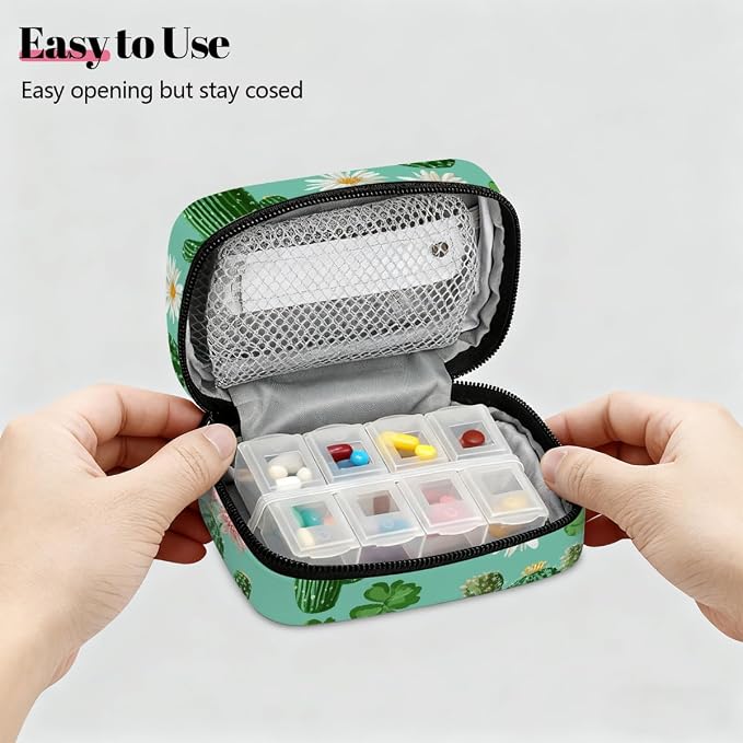 Travel Pill Organizer Cactus Flower Small Pill Case