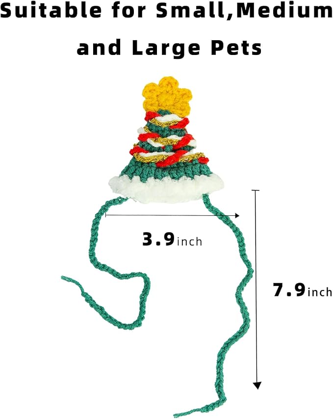 Christmas Dog Costume,Handmade Cat Holiday Outfit with Christmas Tree Hat & Gingerbread Man Scarf Set,Adjustable,Lightweight & Breathable Pet Accessories for Rabbit Xmas Party & Photos