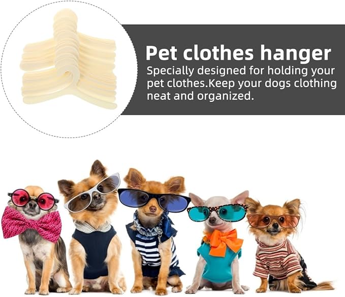 20Pcs Plastic Pet Clothes Hangers 7.48 Inch Dog Clothing Rack Portable Puppy Apparel Storage Organizer Lightweight Pet Clothes Hanging Rack