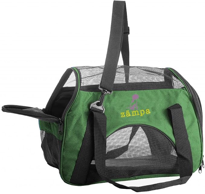 ZAMPA Soft Side Pet Travel Carrier TSA Approved, Under Seat Compatibility, airline approved for Large Cats, Medium Puppys, Small Dogs, 2 Openings, W/ Shoulder Strap.