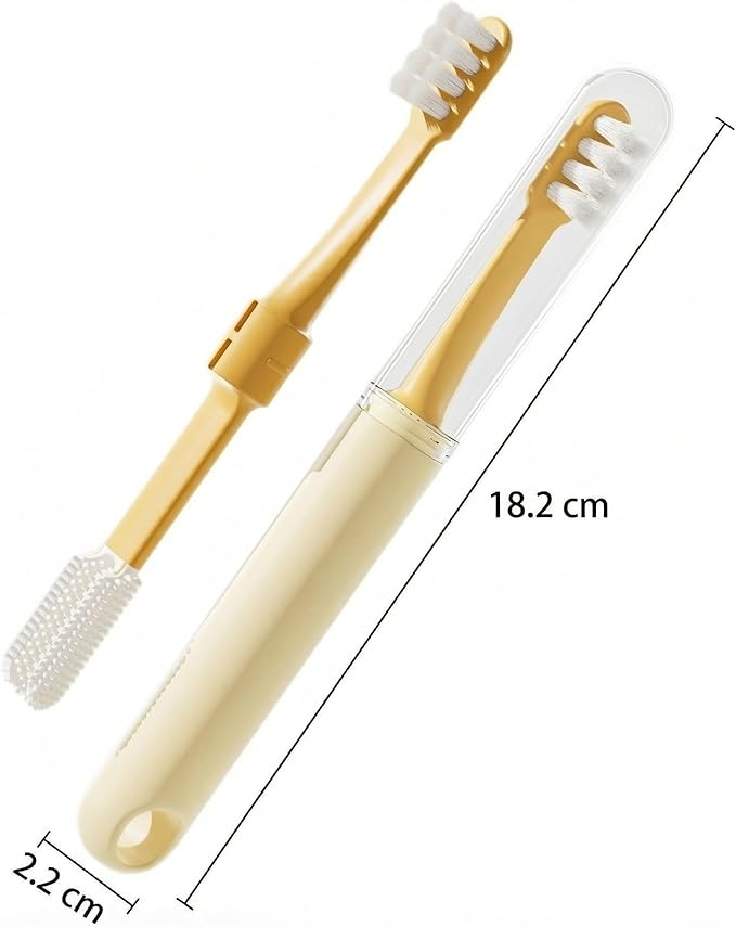 Dual-Head Pet Toothbrush for Small Dogs, Cats, Rabbits & Hamsters - Soft-Bristled Animal Oral Care Toothbrush (Green)
