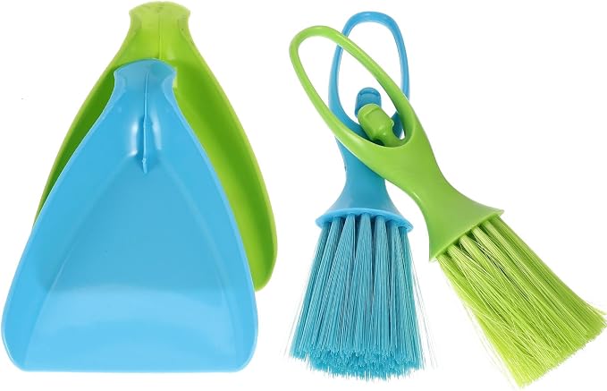 Abaodam 2 Sets Mini Brooms and Dustpans for Pet Cage Cleaning, Plastic PVC Material, Easy Storage, Gentle on Hands, for Hamster and Guinea Pig Cage Dust Removal Random Color