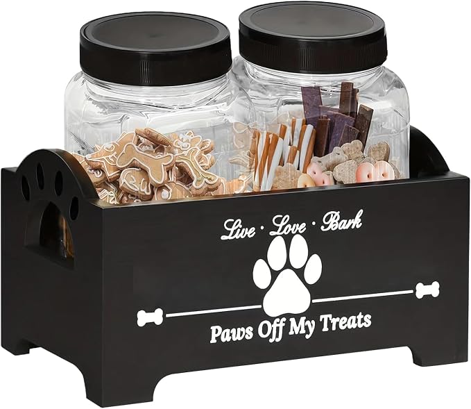 Dog Treat Container - Wooden Puppy Cookie Holder, Wooden Pet Food Holder Organizer | Multifunctional Airtight Dog Food Storage Container, Cat Cookie Jar, Dog Stuff Organizer For Dog, Cat PET OWNERrr