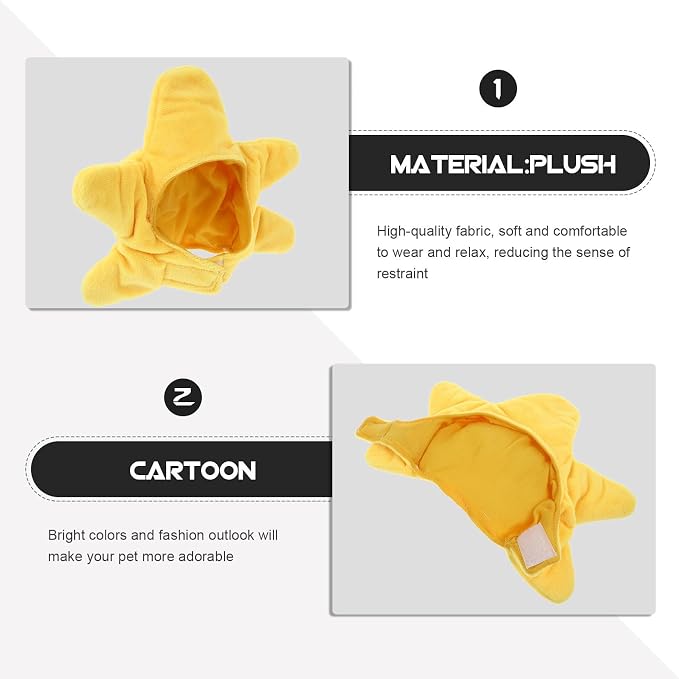 Yellow Plush Pet Sea Creature Hat for Cats and Dogs, Fashionable and Comfortable Design Highlighting Pet's Appearance, for Christmas Party Dress and Pet Costume Events