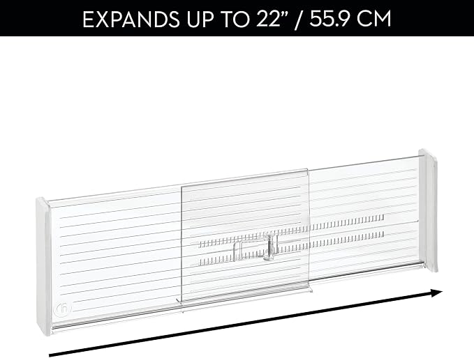 iDesign Expandable Deep Drawer Dividers, Set of 8, Clear | Kitchen, Dresser, Desk Drawers