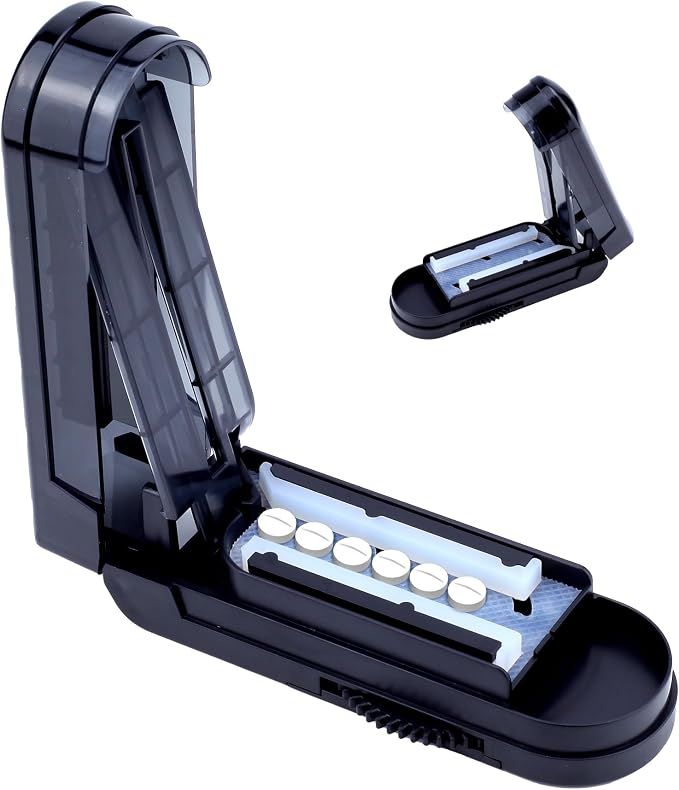 Pill Cutter Splitter for Small and Tiny Pills, Adjustable Pill Splitters for Small or Large Pills Accurately Cuts Multiple Pills at Once,Medicine Cutter Sharp Blade with Safety Guard
