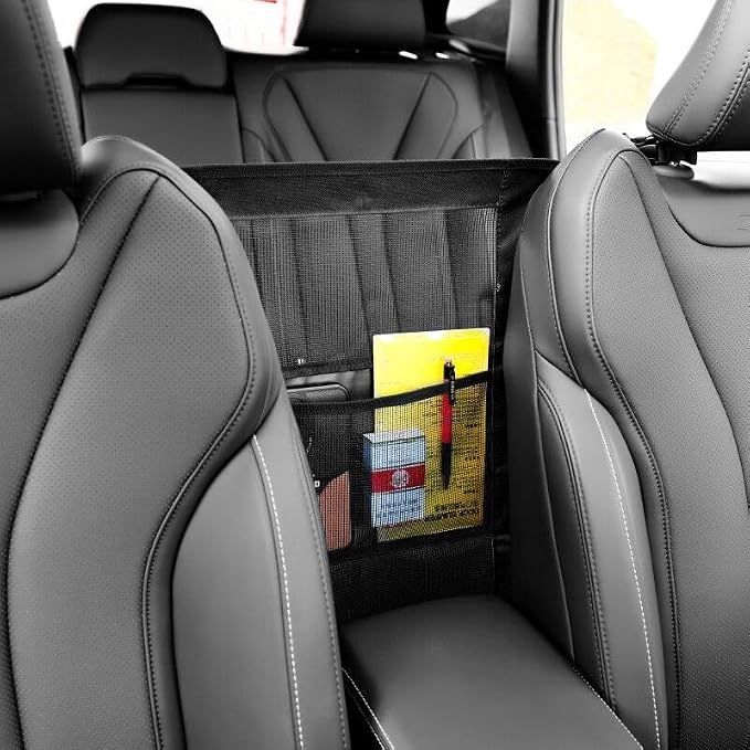 Dog Pet Net Barrier for Dodge Charger SRT Hellcat Scat Pack 2015-2023, Pet Safety Net with Storage Pockets, Prevents Dogs from Jumping to Front Seat, Easy Install