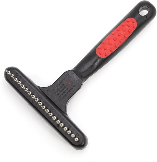 Jeffers Pet Magic Spring Undercoat Rake, Black & Red, 20 Long Pins - Rotating Retractable Teeth for Dogs, Cats - Grooming Tool for Shedding, Detangling, Removing Fur and Mats - Black Red