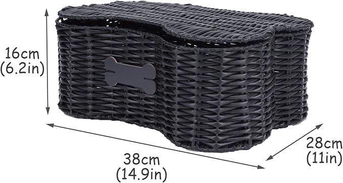 Morezi Dog toy basket bin box with lid bone shape designed personalized great for organizing chew toys leashes clothing in living room area for pet dogs cats breeds