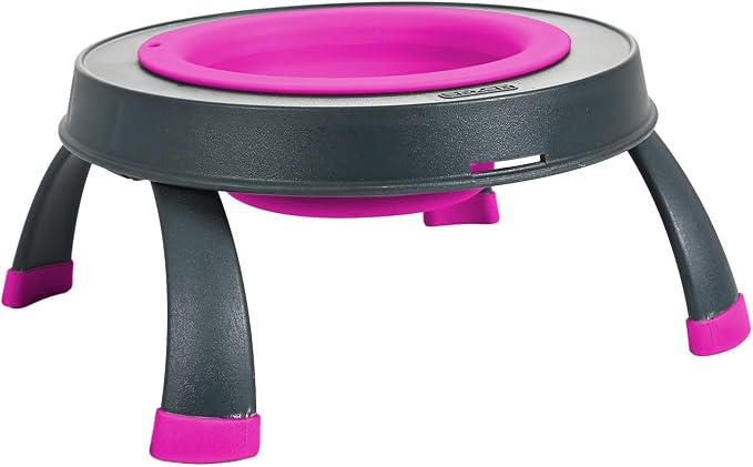 Dexas Pets Elevated Pet Feeder, Small, 1.5 Cup Capacity, Fuchsia, Raised Pet Food and Water Bowl