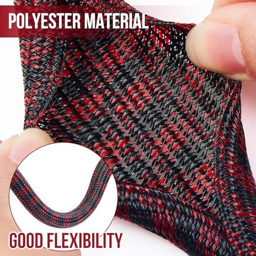 Cable Management Sleeve Split Braided Wire Loom 1 Inch-50FT