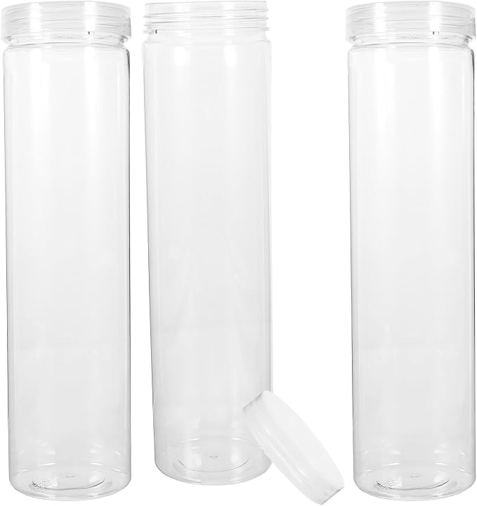 FOMIYES 3pcs round Storage Jar with Lid Food Container, 700ml Pet