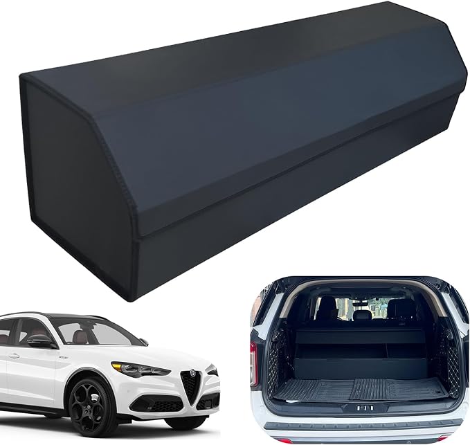 Car Trunk Organizer for For Alfa Romeo Stelvio - Custom Fit,Large Space Outdoor Trunk Organizer with Leather,Hook and Loop Fastener,4-Layer Cover,For Alfa Romeo Stelvio 2018-2025