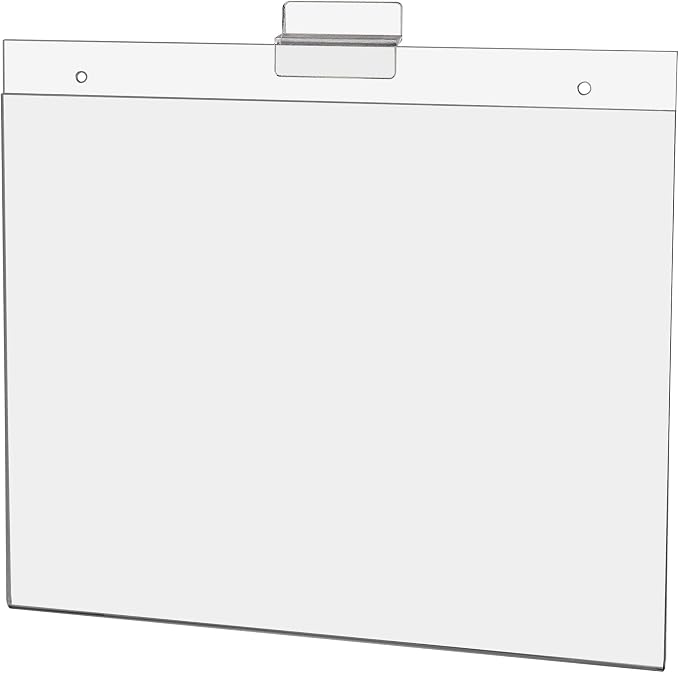 Marketing Holders 2 Pack Slatwall Sign Holder for 11" x 8.5" Advertisements and Price Lists in Retail Stores Boutiques and Showrooms Clear Acrylic Horizontal Literature Sleeve No Assembly Required