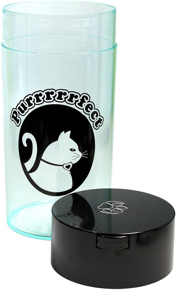 Tightpac Pawvac 5 to 24 Ounces Container, Airtight Pet Food and Treats Storage Jar - Patented Vacuum Seal Container for Pet Food, Treats and other Dry Goods - Clear with Cats