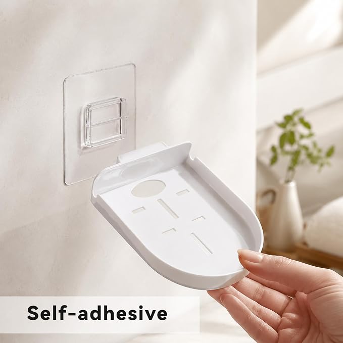 4 Pack Adhesive Security Camera Wall Mount, Universal Monitor Brackets with Cable Clips Self Adhesive Versatile Surveillance Holder Small Wall Shelf for Bedroom Kitchen Living Room White