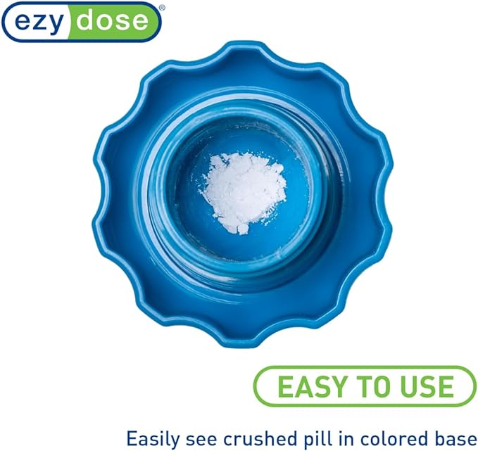 Ezy Dose Pill Crusher & Tablet Grinder, Storage Compartment, Small, Blue | Pill, Vitamins, Tablets, Crusher for Pets, Elderly, Crushes Medications into Fine Powder, Easy-to-Use Design, BPA Free