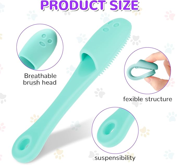 Qianyu Dog Toothbrush Soft Silicone Finger Toothbrush Dog Tooth Brushing Kit Cat Tooth Brush Teeth Cleaning Dental Care for Small and Large Pet 4 Pack
