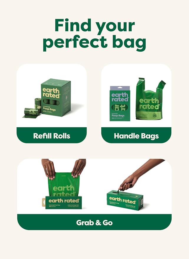 Earth Rated Dog Poop Bags on Refill Rolls, 280 Bags, Peach & Lotus | Guaranteed Leak Proof and Extra Thick Waste Bag Refill Rolls