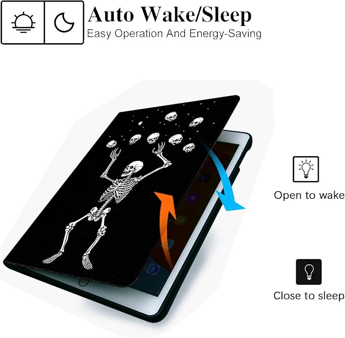 for Microsoft Surface Pro 11/10/9-13" 2024/2022 Tablet Case,Auto Wake/Sleep,Adjustable Stand Protective Cover - Skeleton Skull