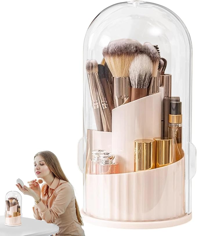 Cosmetic Brush Holder Large Capacity Rotating | Makeup Brush Storage Desk Organizer for Mascara Eye Shadow Eyebrow Pencil Bathroom Living Room Bedroom