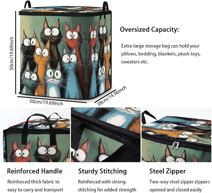 2pcs blanket storage bag for under bed,closet organizers 95L | clothing sweater sheet bedding comforter duvet quilt pillow toy storage bags with lids,dorm room essentials for containers