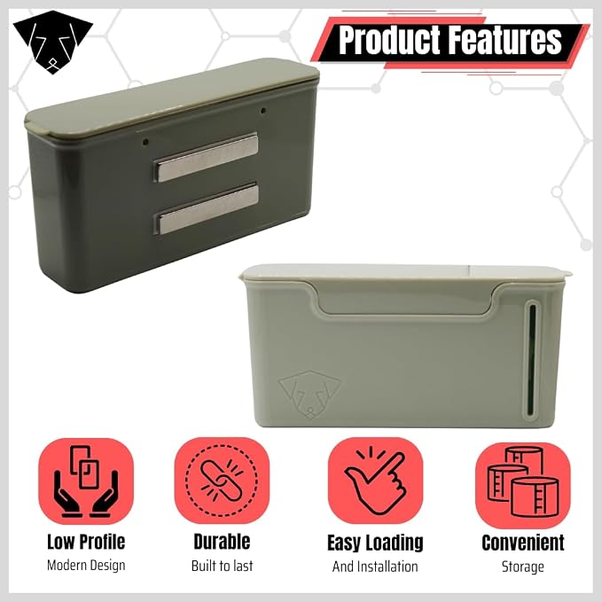 Dog Poop Bag Dispenser - Magnetic Mount - Indoor/Outdoor - Wall Mount - Waste Bag Dispenser - Magnet - Screw-on - Stick-on - Storage - Cat Litter bag - Container (Gray)