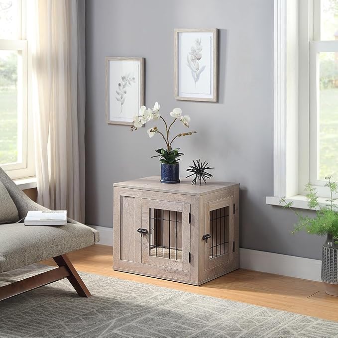 unipaws 25.5 Inch Furniture Style Dog Crate for Small Dogs, Cats, Rabbit | Indoor Puppy Kennel, Modern Decorative Wood Wire Cage, Pretty Cute End Side Table Nightstand