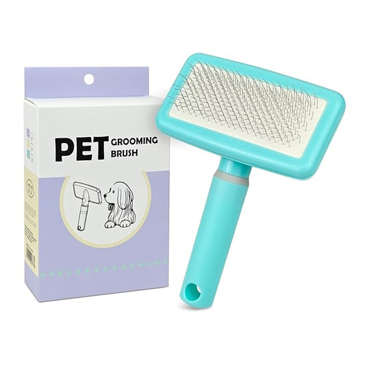 135° Angle Pet Slicker Brush, Ergonomic Handle, Gentle Deshedding & Detangling Brush for Dogs and Cats, Suitable for All Coat Types (Mint green)