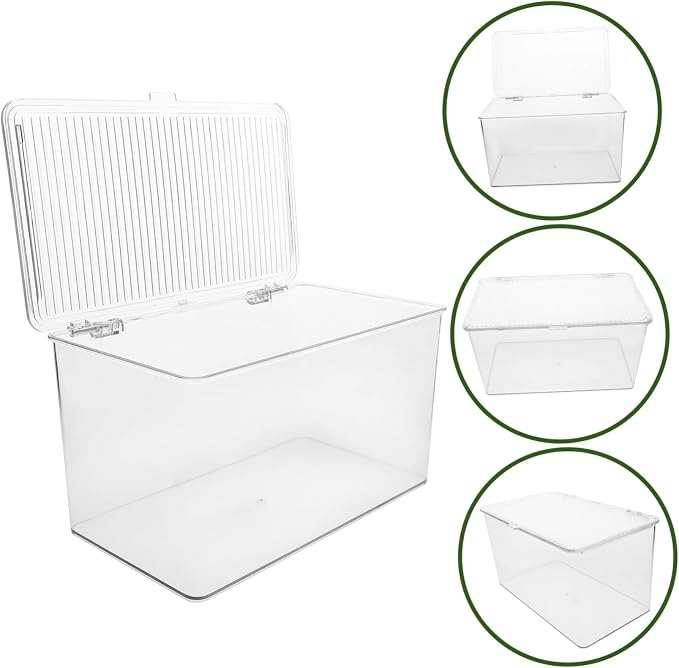Pet Storage Box with Lid Elevated Dustproof Organizer for Books Files Cosmetics Desktop Supplies Multipurpose File Bin for Home and Office Shelving