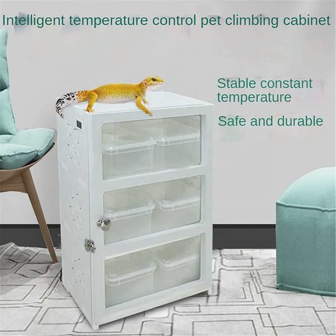 Reptiles Breeding Box, 3 Tier Reptile Terrarium Drawer Cabinet with 3 Feeding Boxes for Lizard Gecko Turtle, 31.5x22x45.5CM