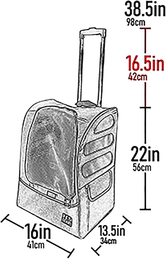 Pet Gear I-GO2 Roller Backpack, Large/X-Large Traveler Plus, Onyx | Travel Carrier, Car Seat for Cats/Dogs, Mesh Ventilation, Telescoping Handle, Storage Pouch, Included Tether