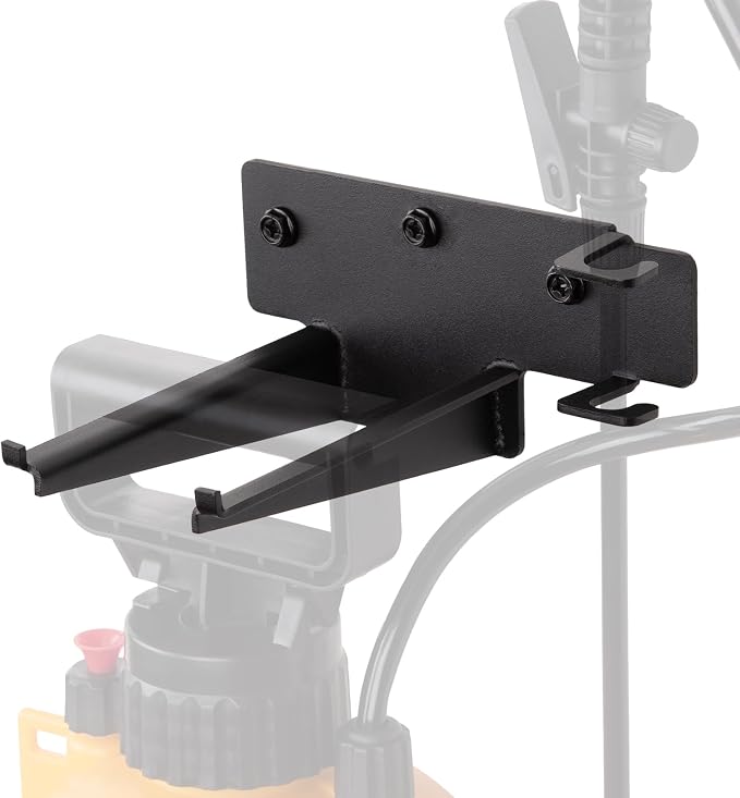 Pump Sprayer Holder Wall Mount, Built-In Wand Notch | Fits Any Brand of Bottles up to 2.5 Gallon, Black Powder-Coated, Garage or Outdoor Use, 15 lb Capacity, Hardware Included