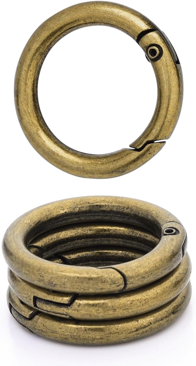 CooBigo 3/4 Inch Trigger Spring O Rings, Metal Round Carabiner Clip Snap Hook, Keyring Buckles for Replacement Purse Strap, Paracord Lanyard , Keychain Rings Hardware DIY Crafts Making 10Pcs Bronze