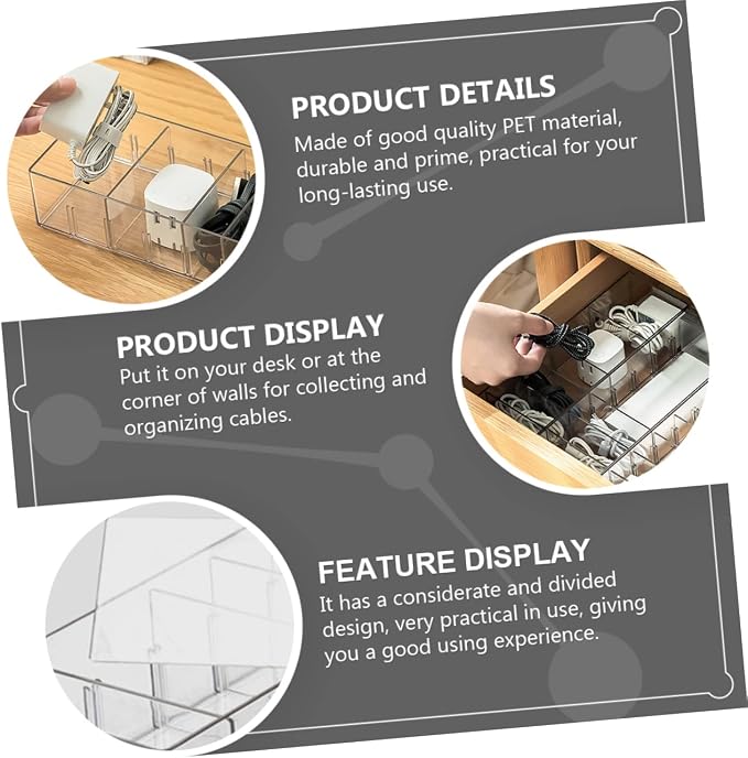 1pc Desktop Cable Organizer Box Usb Cable Storage for Home Office and Jewelry Made of Pet Material Lightweight and Portable for Tidying Cords and Items