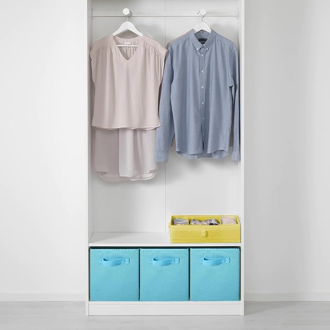 PowerKing Collapsible Storage Cubes, Farbic Storage Bins, Blue, 6 Pack | Sturdy, Lightweight, Easy Pull Handle, Closet & Shelf Organizer, Clothes and Toys Storage, 10.5'' x 11'' x 10.5''