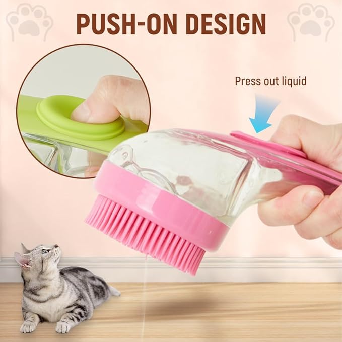 Dog Bath Brush, Pet Grooming Massage Scrubber for Long and Short Hair, 2025 Model (yellow)