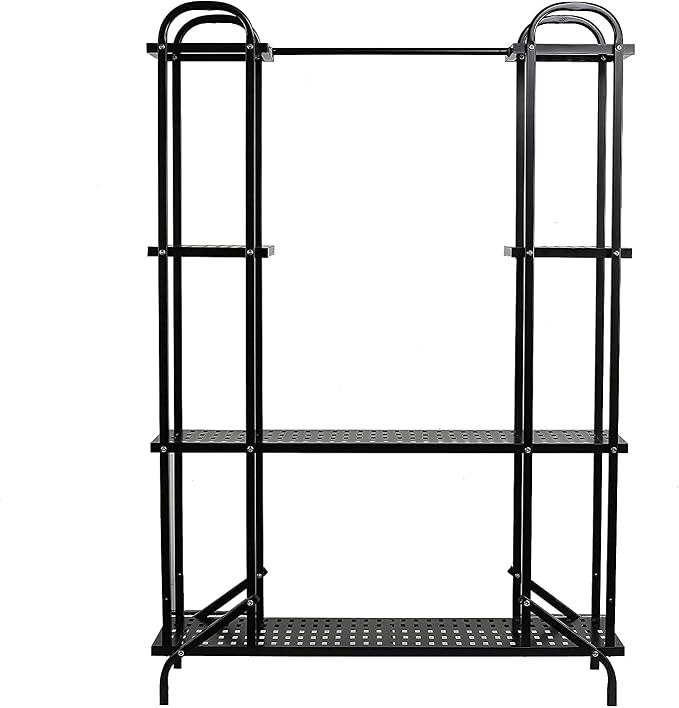 Large Metal Plant Stand with Wheels for Indoor Plants 39.4X11.0X56.3 inches Display Stand Movable Metal Plant Stand for Garden Patio Home Decor Easy to Install. (Color : Black)