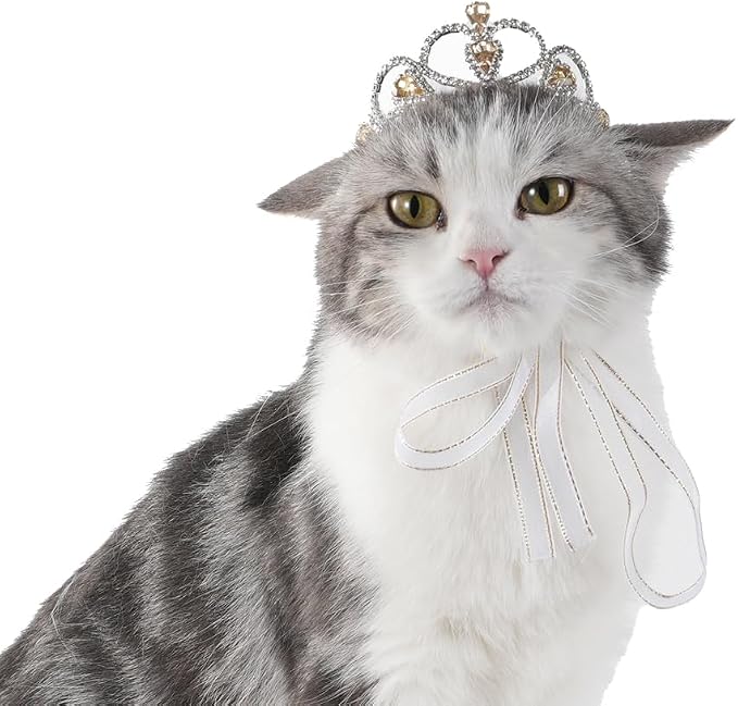 Lovelyshop Princess Pet Tiara Crown for Cats & Dogs, S, Yellow