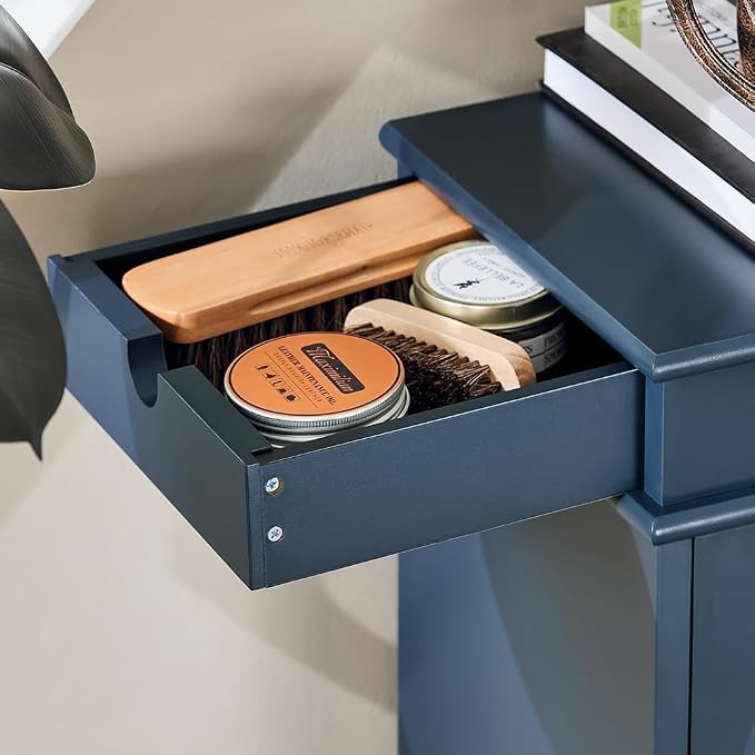 Haotian Shoe Cabinet with 4 Flip Drawers | Large Freestanding Shoe Rack, Modern Shoe Organizer for Entryway, Hallway, Entrance Navy FSR79-B