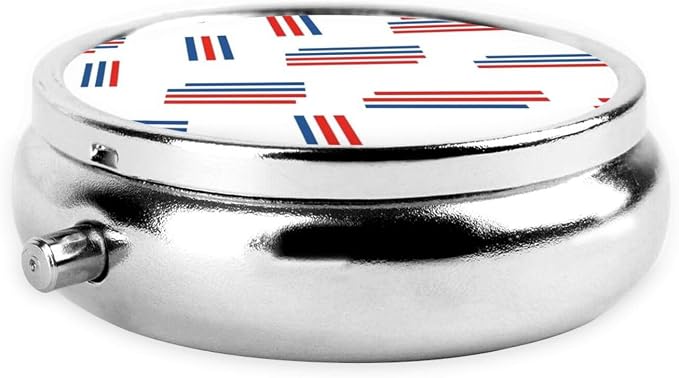 Purse Pill Organizer, Barber Shop Flag Stripes Cute Round Box, Compact Case for Vitamins, Travel Dispenser Pocket Carry for Her